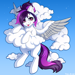 Size: 2000x2000 | Tagged: safe, artist:villjulie, imported from derpibooru, oc, oc only, pegasus, pony, cloud, pegasus oc, solo, wings