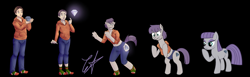 Size: 1950x600 | Tagged: safe, artist:chaotic fufu, imported from derpibooru, maud pie, earth pony, human, pony, black background, cutie mark, female, gem, human to pony, male, simple background, transformation, transformation sequence