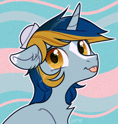 Size: 1176x1234 | Tagged: safe, artist:vensual99, imported from derpibooru, oc, oc only, oc:ocean wave, pony, unicorn, bust, commission, horn, male, portrait, simple background, solo, stallion