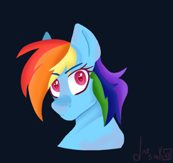 Size: 963x909 | Tagged: safe, artist:deadsmoke, imported from derpibooru, rainbow dash, pegasus, bust, curious, digital art, head, pixel art, portrait, simple background