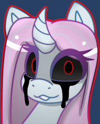 Size: 2015x2512 | Tagged: safe, artist:askhypnoswirl, imported from derpibooru, oc, oc only, unnamed oc, changeling, black eye, bleeding eyes, changeling oc, commission, eyelashes, female, horn, icon, looking at you, patreon, solo, solo female