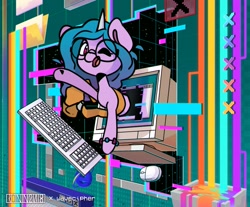 Size: 817x677 | Tagged: safe, artist:ronin20181, artist:wavecipher, imported from derpibooru, izzy moonbow, pony, unicorn, collaboration, computer, female, g5, horn, mare, solo