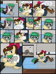 Size: 1750x2333 | Tagged: safe, artist:99999999000, imported from derpibooru, oc, oc only, oc:li anna, oc:mar baolin, fish, pegasus, unicorn, comic:affection, aquarium, bed, bedroom, comic, female, glasses, horn