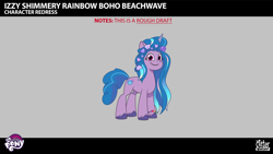 Size: 2844x1602 | Tagged: safe, imported from derpibooru, izzy moonbow, pony, unicorn, leak, spoiler:g5, spoiler:my little pony: tell your tale, spoiler:tyts02e32, alternate hairstyle, blue mane, blue tail, female, flower, g5, gradient mane, horn, lil critter workshop, looking at you, magic mirror (episode), mare, my little pony: tell your tale, purple coat, purple eyes, purple hooves, smiling, smiling at you, tail