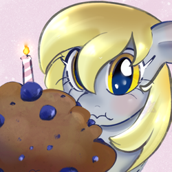 Size: 900x900 | Tagged: safe, artist:incapacitatedvixen, imported from derpibooru, derpy hooves, pegasus, pony, food, muffin, solo