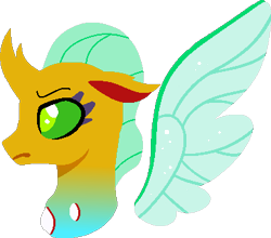 Size: 381x336 | Tagged: safe, artist:alejandrogmj, artist:wasisi, imported from derpibooru, oc, oc:erreakzi, changedling, changeling, base used, bust, changedling oc, changeling oc, female, portrait, simple background, transparent background