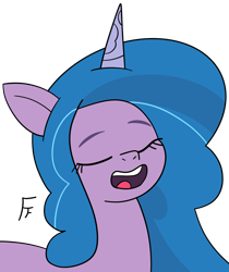 Size: 2723x3249 | Tagged: safe, artist:frownfactory, imported from derpibooru, izzy moonbow, unicorn, eyes closed, g5, horn, simple background, solo, transparent background