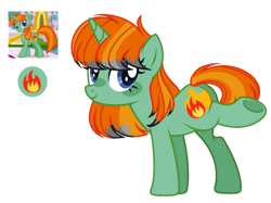 Size: 750x560 | Tagged: safe, artist:savannah-london, imported from derpibooru, firecracker burst, crackerbetes, cute, cutie mark, raised hoof, redesign, reference used, simple background, toy reference, transparent background