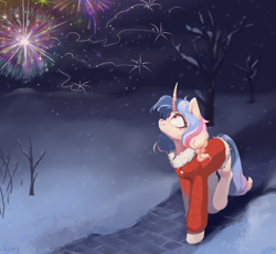 Size: 3696x3400 | Tagged: safe, artist:anazeml, artist:laymy, imported from derpibooru, oc, oc only, pony, unicorn, horn, snow, snowfall, solo, tree