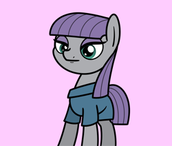 Size: 2048x1733 | Tagged: safe, artist:ewoudcponies, imported from derpibooru, maud pie, earth pony, pony, female, lidded eyes, looking at you, mare, pink background, simple background, solo