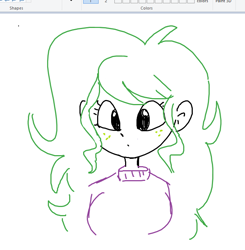 Size: 666x680 | Tagged: safe, artist:tjpones, imported from derpibooru, wallflower blush, human, equestria girls, breasts, bust, clothes, female, looking at you, ms paint, simple background, sketch, solo, sweater, white background