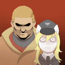 Size: 1200x1200 | Tagged: safe, artist:ninn44, imported from derpibooru, oc, oc:aryanne, b.j. blazkowicz, nazi, wolfenstein the new order