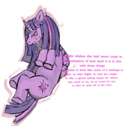 Size: 1000x1000 | Tagged: safe, artist:pathoparty, imported from derpibooru, twilight sparkle, alicorn, pony, crying, english, female, mare, solo, text, twilight sparkle (alicorn)