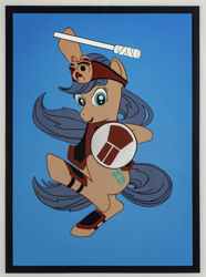 Size: 742x1000 | Tagged: safe, artist:luke parnell, oc, oc only, earth pony, pony, acrylic painting, female, indian, mare, simple background, solo, traditional art