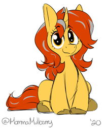 Size: 1315x1619 | Tagged: safe, artist:mulberrytarthorse, artist:polofastter, imported from derpibooru, oc, oc only, oc:cinderheart, pony, cute, female, gift art, mare, simple background, sitting, smiling, transparent background