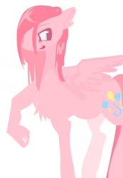 Size: 712x1027 | Tagged: safe, artist:calmstate2, imported from derpibooru, pinkie pie, pegasus, pony, chest fluff, female, mare, pegasus pinkie pie, pinkamena diane pie, race swap, simple background, solo, white background