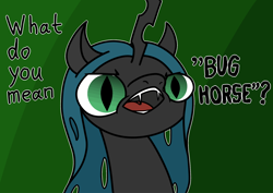 Size: 2048x1448 | Tagged: safe, artist:ewoudcponies, imported from derpibooru, queen chrysalis, changeling, changeling queen, bust, dialogue, female, open mouth, outline, solo, white outline