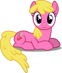 Size: 4118x4866 | Tagged: safe, artist:firlin123, cherry berry, earth pony, pony, .svg available, background pony, female, looking at you, lying down, mare, prone, simple background, solo, svg, transparent background, vector