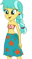 Size: 966x1750 | Tagged: safe, artist:ocean lover, imported from derpibooru, citrine spark, fire quacker, human, equestria girls, bandeau, bare midriff, bare shoulders, base, beautiful, belly, belly button, bikini, braid, clothes, cute, cutie mark, cutie mark on clothes, ear piercing, earring, equestria girls-ified, female, friendship student, happy, humanized, jewelry, midriff, ms paint, open mouth, piercing, sarong, simple background, sleeveless, smiling, solo, solo female, swimsuit, teal eyes, teenager, transparent background, two toned hair, white background