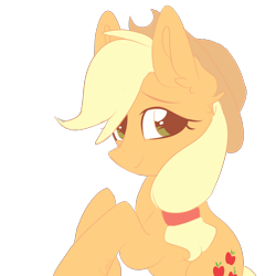 Size: 2048x2048 | Tagged: safe, artist:cupute, imported from derpibooru, applejack, earth pony, pony, apple, applejack's hat, big ears, colored lineart, cowboy hat, digital art, eyelashes, female, food, green eyes, hat, looking at you, my little pony, no shading, orange coat, raised hoof, rearing, simple background, smiling, smiling at you, solo, tail, tied mane, transparent background, yellow hair, yellow mane, yellow tail