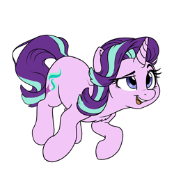 Size: 6000x6000 | Tagged: safe, artist:derpydoodesigns, artist:derpydooreviews, imported from derpibooru, starlight glimmer, pony, unicorn, absurd resolution, chest fluff, eyebrows, female, horn, mare, open mouth, raised eyebrow, simple background, smiling, solo, sticker, transparent background