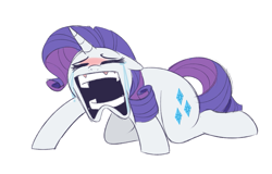 Size: 1029x658 | Tagged: safe, artist:higgly-chan, imported from derpibooru, rarity, unicorn, all fours, crying, horn, meme, open mouth, ponified meme, rarity being rarity, red face, simple background, solo, white background