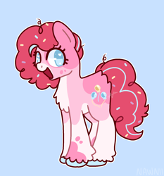 Size: 1400x1500 | Tagged: safe, artist:nawnii, imported from derpibooru, pinkie pie, pony, alternate design, blue background, simple background, solo