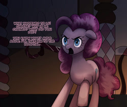 Size: 828x699 | Tagged: safe, artist:nightlyblossom, imported from derpibooru, pinkie pie, earth pony, pony, dialogue, female, mare, shocked, solo