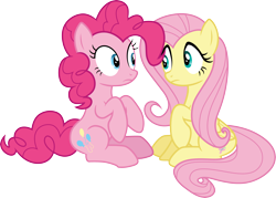 Size: 4188x3000 | Tagged: safe, artist:cloudy glow, imported from derpibooru, fluttershy, pinkie pie, earth pony, pegasus, pony, duo, duo female, female, mare, simple background, transparent background, vector