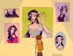 Size: 2048x1590 | Tagged: safe, artist:damienmarkan, imported from derpibooru, applejack, rarity, human, alternate hairstyle, clothes, cutie mark on human, dress, ear piercing, earring, elf ears, female, horn, horned humanization, humanized, jewelry, lesbian, necklace, picture, piercing, punk, rarijack, raripunk, shipping, strapless, sweater, turtleneck, waving
