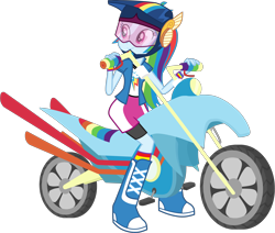 Size: 4125x3500 | Tagged: safe, artist:octosquish7260, imported from derpibooru, rainbow dash, human, equestria girls, fomo, spoiler:eqg series (season 2), boots, clothes, compression shorts, cutie mark, cutie mark on clothes, female, helmet, jacket, motorcycle, my little pony equestria girls: better together, rainbow socks, shirt, shoes, simple background, skirt, socks, solo, striped socks, t-shirt, teenager, transparent background, wristband