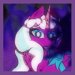 Size: 1500x1500 | Tagged: safe, artist:cloud artist, imported from derpibooru, opaline arcana, alicorn, pony, abstract background, female, g5, mare, passepartout, solo