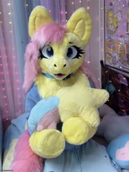 Size: 2560x3413 | Tagged: safe, artist:wulfsnack, imported from derpibooru, fluttershy, human, pegasus, fursuit, irl, irl human, photo, ponysuit, solo