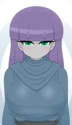 Size: 1974x3396 | Tagged: safe, artist:batipin, imported from derpibooru, maud pie, equestria girls, blushing, clothes, digital art, eyeshadow, female, lidded eyes, looking at you, makeup, mare, solo