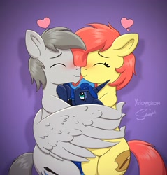 Size: 3831x4000 | Tagged: safe, artist:selenophile, artist:yelowcrom, imported from derpibooru, princess luna, oc, oc:brushie, blushing, boop, collaboration, cute, facial hair, heart, hug, noseboop, plushie, snuggling, winghug, wings