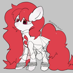 Size: 4096x4096 | Tagged: safe, artist:metaruscarlet, imported from derpibooru, earth pony, pony, clothes, gray background, houseki no kuni, land of the lustrous, padparadscha (houseki no kuni), ponified, simple background, solo