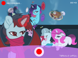 Size: 4115x3088 | Tagged: safe, artist:ramixe dash, imported from derpibooru, oc, oc:blue chewings, oc:crystal heart g5, oc:dark stars (g5), oc:lightning stars, oc:osiris eclipse, oc:shine glitter, earth pony, pegasus, pony, unicorn, alternate universe, base used, female, g5, g5 to g4, generation leap, horn, male, mare, misty brightdawn, stallion