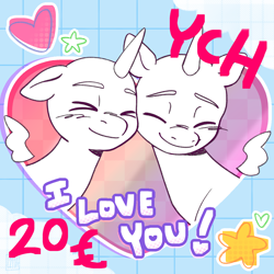 Size: 2048x2048 | Tagged: safe, artist:l211art, imported from derpibooru, pony, any gender, commission, duo, heart, holiday, nuzzling, valentine, valentine's day, your character here