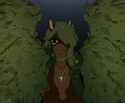 Size: 2500x2057 | Tagged: safe, artist:zuko, imported from derpibooru, oc, oc only, earth pony, crying, gradient background, leafy wings, leaves, solo, wings