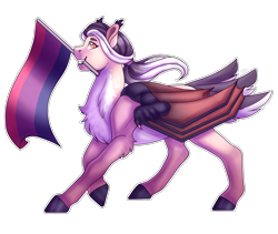 Size: 1900x1600 | Tagged: safe, artist:plixine, imported from derpibooru, oc, oc only, bat pony, pony, bisexual pride flag, female, mare, open mouth, pride, pride flag, simple background, solo, transparent background