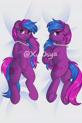 Size: 2731x4096 | Tagged: safe, artist:xwosya, imported from derpibooru, oc, oc only, earth pony, pony, body pillow, body pillow design, butt, commission, ear piercing, earring, female, jewelry, looking at you, lying down, mare, necklace, on back, on side, piercing, solo, underhoof, ych example, ych result, your character here