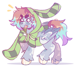 Size: 2124x1892 | Tagged: safe, artist:roofoos_rebirth, imported from derpibooru, oc, oc only, oc:jungle, donkey, pegasus, clothes, folded wings, hoodie, male, simple background, solo, stallion, wings