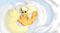 Size: 1920x1080 | Tagged: safe, artist:appulman, applejack, cloud, falling, female, looking at you, mare, sky