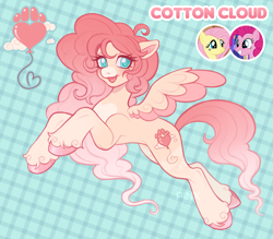 Size: 2048x1791 | Tagged: safe, artist:pinxpony, imported from derpibooru, oc, oc only, oc:cotton cloud, pegasus, pony, fusion, fusion:fluttershy, fusion:pinkie pie, pegasus oc, solo, wings