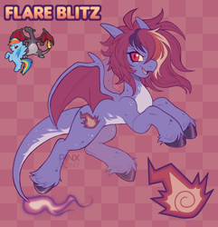 Size: 1700x1764 | Tagged: safe, artist:pinxpony, imported from derpibooru, oc, oc only, oc:flare blitz, dracony, dragon, hybrid, pony, fusion, fusion:charizard, fusion:rainbow dash, pokemon fusion, solo