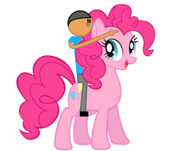 Size: 5028x4286 | Tagged: safe, artist:williamtheofficial, imported from derpibooru, pinkie pie, oc, oc:william, earth pony, human, pony, duo, duo male and female, female, male, mare, pointing, riding, riding a pony, simple background, transparent background