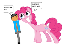 Size: 1842x1300 | Tagged: safe, artist:williamtheofficial, imported from derpibooru, pinkie pie, oc, oc:william, earth pony, human, pony, dialogue, duo, duo male and female, female, happy, male, mare, romantic, simple background, transparent background