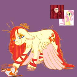 Size: 1024x1024 | Tagged: safe, artist:will._.blackwood, imported from derpibooru, fluttershy, oc, pegasus, adoptable, crossover, crying, cutie mark, female, fusion:fluttershy, fusion:gangle, gangle, mare, mask, ribbon, the amazing digital circus