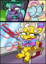 Size: 1240x1754 | Tagged: safe, artist:jully-park, imported from derpibooru, oc, oc:charlotte parker, oc:ella evans, oc:rita cantabile, earth pony, pegasus, pony, comic:how i meet my chaotic friends, comic