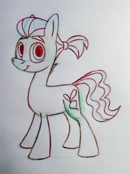 Size: 1250x1669 | Tagged: safe, artist:hyper radar, imported from derpibooru, sprout cloverleaf, earth pony, pony, 2d, cute, fanart, g5, looking at you, male, photo, ponytail, simple background, sketch, smiling, smiling at you, sproutbetes, standing, traditional art, vkontakte, white background